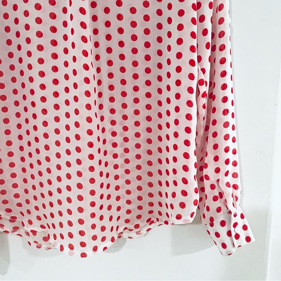 Allegra K Red White Polka Dot Blouse Top Size Medium - Picture 11 of 12